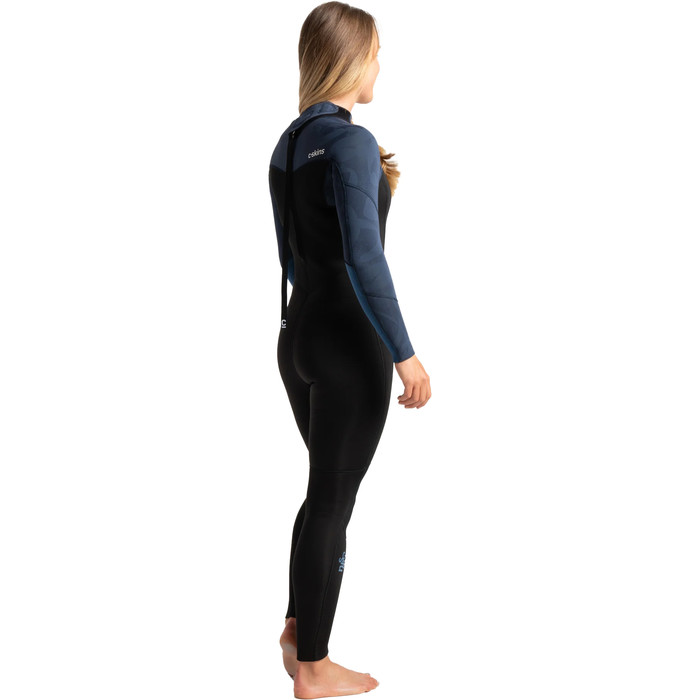 2024 C-Skins Womens Solace 4/3mm Back Zip Wetsuit C-SO43WBZ - Black / Bluestone Tropical / Cascade Blue